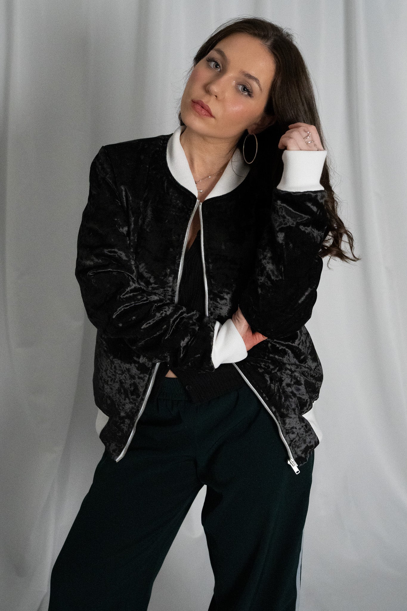 Image of ENIGMA PRIVE Metaphysical Veganizer Velvet Bomber Jacket
